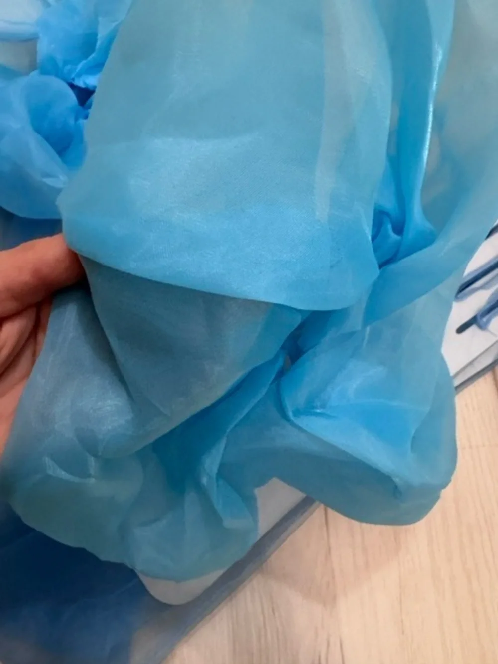 Anthropologie blue organza mesh gloves o/s - bride something blue